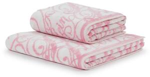 Asciugamano Con Ospite In Acrilico Dralon Script 40X60+60X100 Premoli Di Bella Moderno Rosa Caleffi