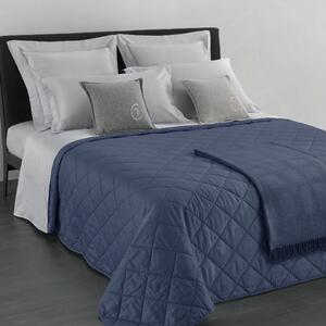 Copriletto Trapuntato In Raso Di Cotone Seam-line Matrimoniale - 270X260 Trussardi Tinta Unita Blu Caleffi