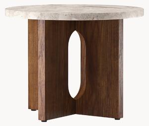 Tavolino rotondo in legno con piano in arenaria Androgyne