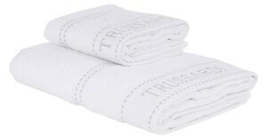 Asciugamano Con Ospite In Acrilico Dralon Ribbon 40X60 60X110 Trussardi Tinta Unita Bianco Caleffi