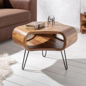 Riess-ambiente Tavolino retro ORGANIC LIVING 70cm marrone sheesham finitura pietra legno massiccio spazio di archiviazione