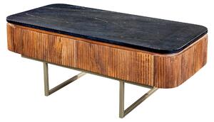 Tavolino da salotto 110 cm in marmo e legno, design dorato, moderno, per soggiorno. ACQUISTA ORA