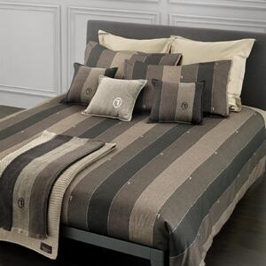 Completo Copripiumino In Raso Di Cotone New-tweed Matrimoniale - 255X255 175X205 + 2 Federe 50X80 Trussardi Geometrico Marrone Caleffi