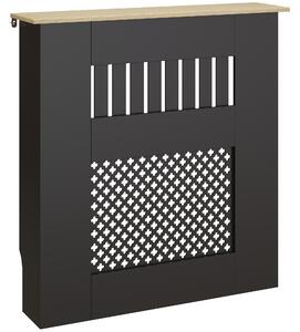 HOMCOM Copritermosifone, design moderno a listelli, con ripiano superiore, 78 x 19 x 81 cm, Nero | Aosom Italy