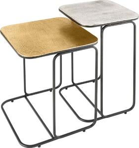 Tavolino da salotto 40 cm in metallo, oro e argento, design moderno per il soggiorno. ACQUISTA ORA