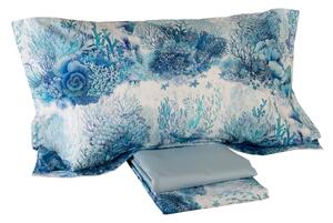 Completo Lenzuola In Percalle Sharm Matrimoniale - 250X290 175X205 + 2 Federe 50X80 Emporium Moderno Bluette Caleffi