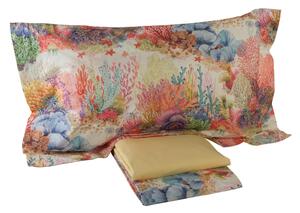 Completo Lenzuola In Percalle Sharm Matrimoniale - 250X290 175X205 + 2 Federe 50X80 Emporium Moderno Rosso Caleffi