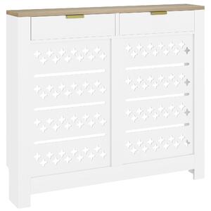 HOMCOM Copritermosifone, con armadietto ribaltabile e ripiano superiore, 108 x 19 x 95,5 cm, Bianco | Aosom Italy