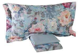 Completo Lenzuola In Percalle Fiori Di Van Gogh Matrimoniale - 250X290 175X205 + 2 Federe 50X80 Emporium Floreale Rosa Caleffi