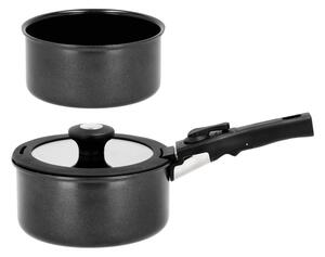 Set di casseruole con manico rimovibile in alluminio con coperchio incluso/con superficie antiaderente 2 pz 2,4 l – Holm