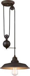 Lampada a sospensione a fiamma singola Iron Hill in bronzo oliato con tirante a fune