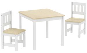 AIYAPLAY Set tavolo e 2 sedie in legno per bambini 56x52x48 cm, Legno naturale | Aosom Italy