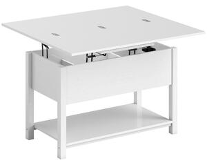 HOMCOM Tavolino sollevabile ed estensibile, con scomparto nascosto e ripiano aperto 100x45x50,5cm Bianco | Aosom Italy