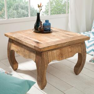 Tavolino massiccio OPIUM ANTIQUE 60 cm in legno di mango naturale Tavolino da salotto Tavolino da soggiorno Tavolino ausiliario