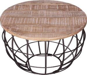 Tavolino da salotto sostenibile in legno massiccio London 55cm imbiancato