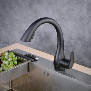 Rubinetto da cucina nero con doccetta estraibile 360° ottone
