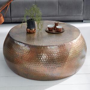 Riess-ambiente Tavolino rotondo ORIENT 80 cm in metallo color rame fiammato con finitura martellata