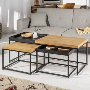 Set di 3 tavolini da salotto Riess-Ambiente LOFT 120 cm effetto rovere con vassoio rimovibile