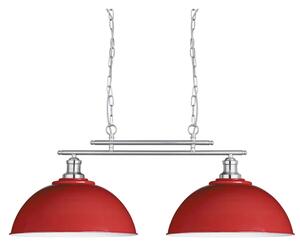 Fusion, cornice per soffitto a 2 luci, argento satinato, rosso acciaio