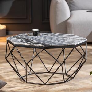 Elegante tavolino DIAMOND 70 cm grigio-nero con piano in marmo