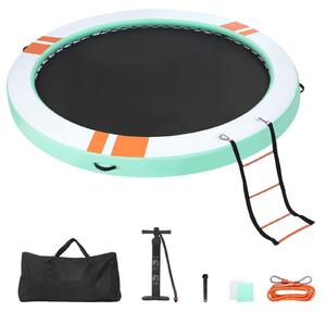 Piattaforma galleggiante gonfiabile - Piattaforma/isola galleggiante di Ø 3,66 m - Superficie antiscivolo - Scala rimovibile - Con borsa per il trasporto - Adatta per piscina, lago e mare