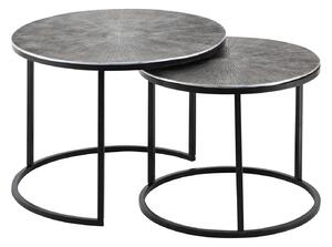Set tavolino 2 pezzi ø 55 tavolino argento rotondo soggiorno