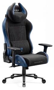 Sedia da gioco Diablo X-Horn 2.0, sedia da ufficio, sedia da scrivania, design ergonomico in tessuto, nero-blu, taglia normale