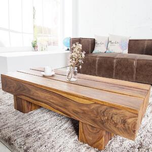 Riess-ambiente tavolino di design in legno massiccio BOLT 100cm finitura pietra sheesham marrone