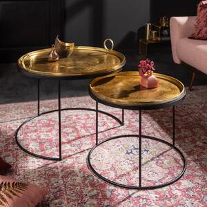 Riess-ambiente Set da 2 tavolini da salotto rotondi ELEMENTS 65 cm, metallo oro e nero, tavolino da tavolino, tavolino ausiliario