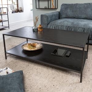 Riess-ambiente Tavolino moderno SLIM LINE 120 cm Design in legno di frassino nero Metallo con ripiano Tavolino ausiliario Tavolo