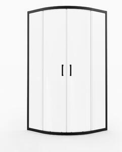 Cabina doccia 90x90 Marwell vetro doccia Factory rotonda, nero, 90 x 90 x 200 cm - Cabina doccia con telaio in alluminio nero opaco - Cabina doccia con porta scorrevole