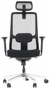 Sedia da ufficio girevole ergonomica XELO/M, base cromata, braccioli regolabili, seduta scorrevole (avanti-indietro), nero