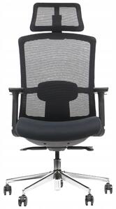 Sedia da ufficio girevole ergonomica MITTE, base cromata, braccioli regolabili, seduta scorrevole (avanti-indietro), nero