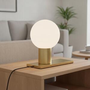 Lampada da tavolo Juliet 9012922 in combinazione di vetro opalino ed elegante ottone