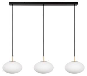 Lampada a sospensione con paralumi in vetro bianco e finitura oro ELYSEE 3xE27 40W Lucide