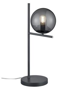 Lampada da comodino di design, antracite, con paralume sferico in vetro fumé, per la camera da letto