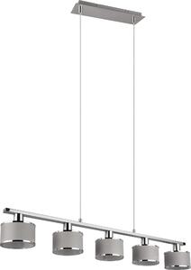 Lampada a sospensione KAPRUN argento e tonalità argento, 5xE14x28W, metallo, dimensioni: 150x92x12 cm, IP20, Trio