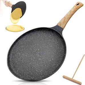 Grande padella per frittelle in materiale ceramico con rivestimento antiaderente e manico ergonomico, adatta a tutti i tipi di fornelli