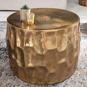 Riess-ambiente Tavolino rotondo ORGANIC ORIENT 55 cm oro metallo martellato Design 3D Tavolino Tavolino da salotto Tavolino da caffè