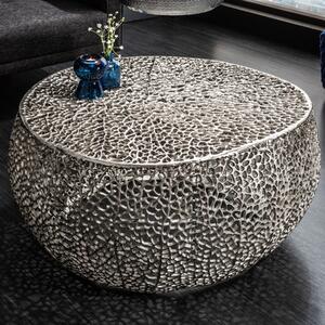 Riess-ambiente Tavolino dal design raffinato LEAF 80 cm argento Tavolino Tavolino da notte