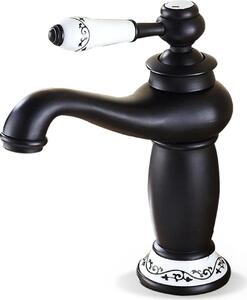 Rubinetto per lavabo da bagno - Miscelatore monoforo - Montaggio a vista - Acqua calda e fredda - Cartuccia in Vetroceramica - Corpo in ottone - Nero
