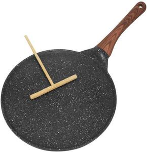 Padella antiaderente per frittelle con manico in legno e spatola per impasto