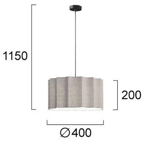 Lampada a sospensione a cavo WAVY 1xE27/14W/230V grigio
