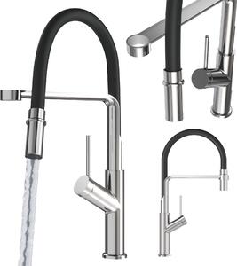 Granitan | Miscelatore da cucina Vasto - Argento - Altezza 460 mm - Bocca flessibile - Orientabile a 360°