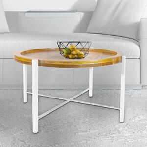 Tavolino ø75cm Tavolino da salotto rotondo Sioux struttura in metallo bianco puro