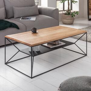 Riess-ambiente Tavolino in legno massello ARCHITECTURE 110 cm Rovere oliato Struttura in metallo nero con ripiano Tavolino Tavolino