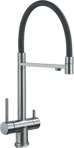 Rubinetto da cucina filtrato, acqua fredda e calda, design contemporaneo, grigio A