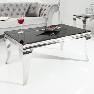 Tavolino design MODERN BAROCK 100 cm argento con vetro opalino nero Tavolino da salotto Tavolino da divano Tavolino ausiliario