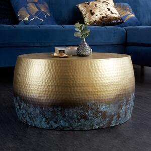 Riess-ambiente Tavolino rotondo ORIENT III 60 cm in metallo dorato con patina, finitura martellata - Tavolino da salotto