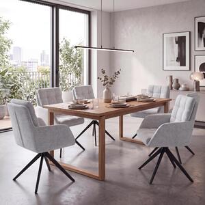 Set di 6 sedie da pranzo modello HWC-Q36, sedia girevole per cucina con sistema di ritorno automatico, rivestita in tessuto chenille (680g/m²), Öko-Tex, struttura in metallo, colore grigio chiaro